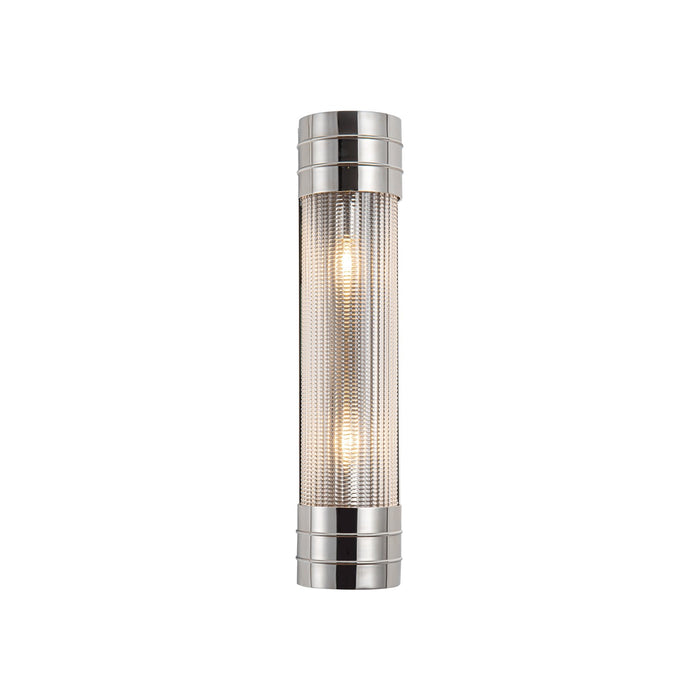 Alora Two Light Vanity from the Willard collection in Polished Nickel/Clear Prismatic Glass finish
