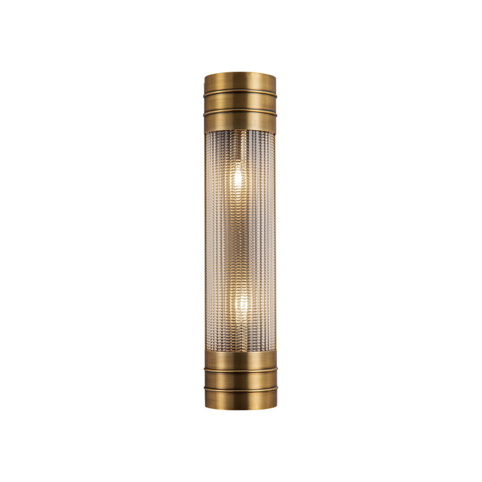 Alora Two Light Vanity from the Willard collection in Vintage Brass/Clear Prismatic Glass finish