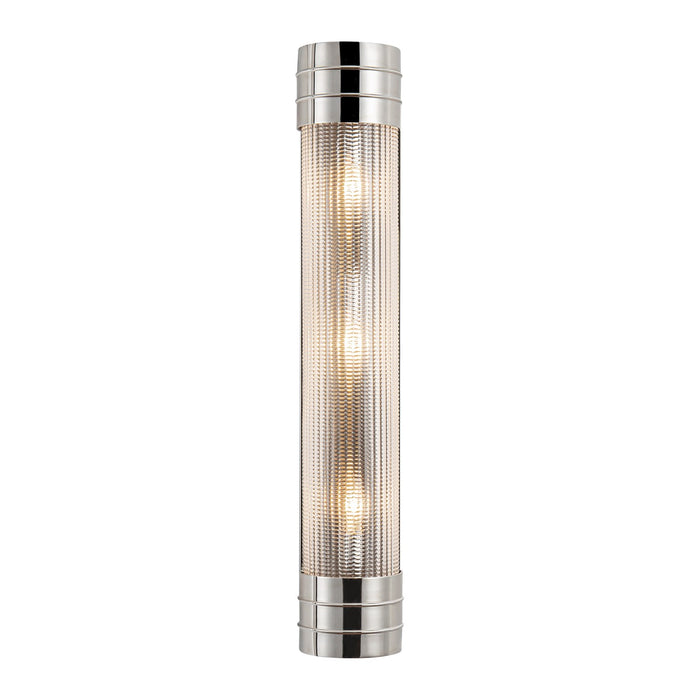Alora Three Light Vanity from the Willard collection in Polished Nickel/Clear Prismatic Glass finish