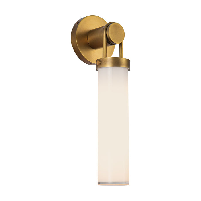 Alora One Light Wall Sconce from the Wynwood collection in Vintage Brass/Glossy Opal Glass finish
