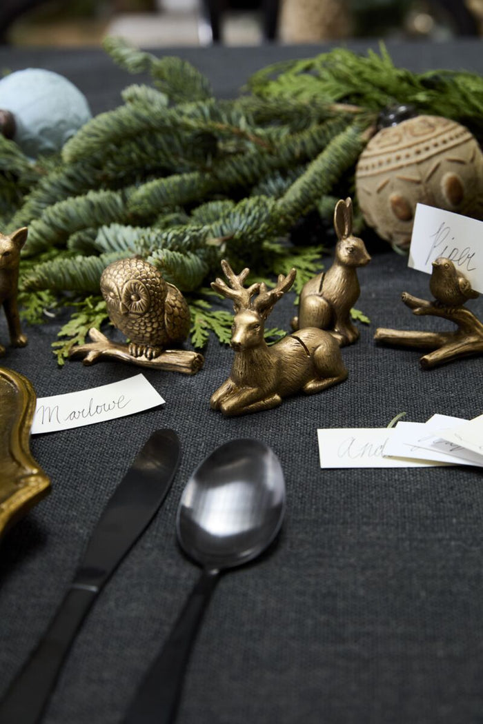 Design Shop Antique-Gold Enchanted Critter Name Card Holder Deer, 1" X 2.25", Set of 6.