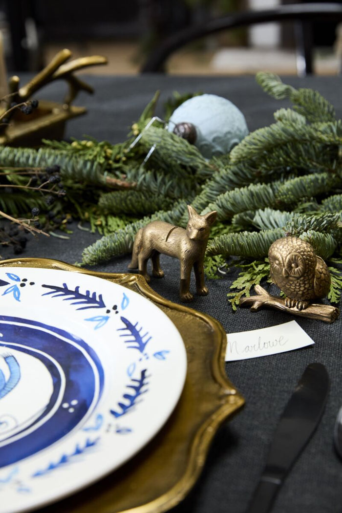 Design Shop Antique-Gold Enchanted Critter Name Card Holder Fox, 1" X 2.5", Set of 6.