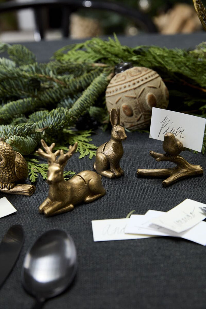 Design Shop Antique-Gold Enchanted Critter Name Card Holder Rabbit, 0.75" X 2.75", Set of 6.