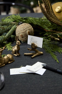 Design Shop Antique-Gold Enchanted Critter Name Card Holder Bird, 1.5" X 2", Set of 6.