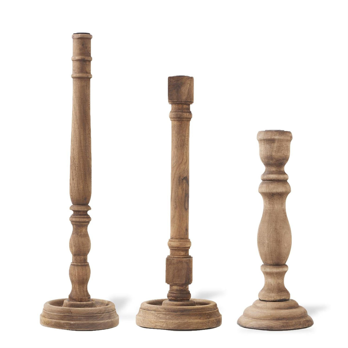 Design Shop Set of 3 Brown Wood Taper Candleholders