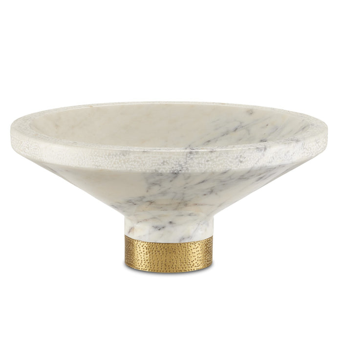 Currey and Company Bowl from the Vincent collection in White/Brass finish