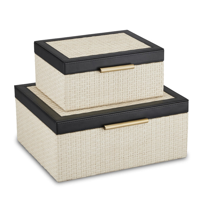 Currey and Company - 1200-0668 - Box Set of 2 - Deanna Collection - Ivory/Black/Light Antique Brass/Beige