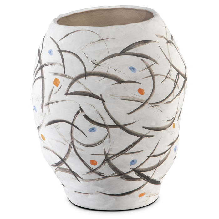 Currey and Company Bowl from the Graffiti collection in Off White/Brown/Orange/Green finish