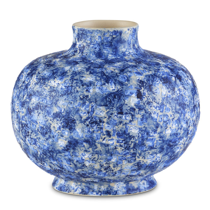 Currey and Company Vase from the Nixos collection in Blue/White finish