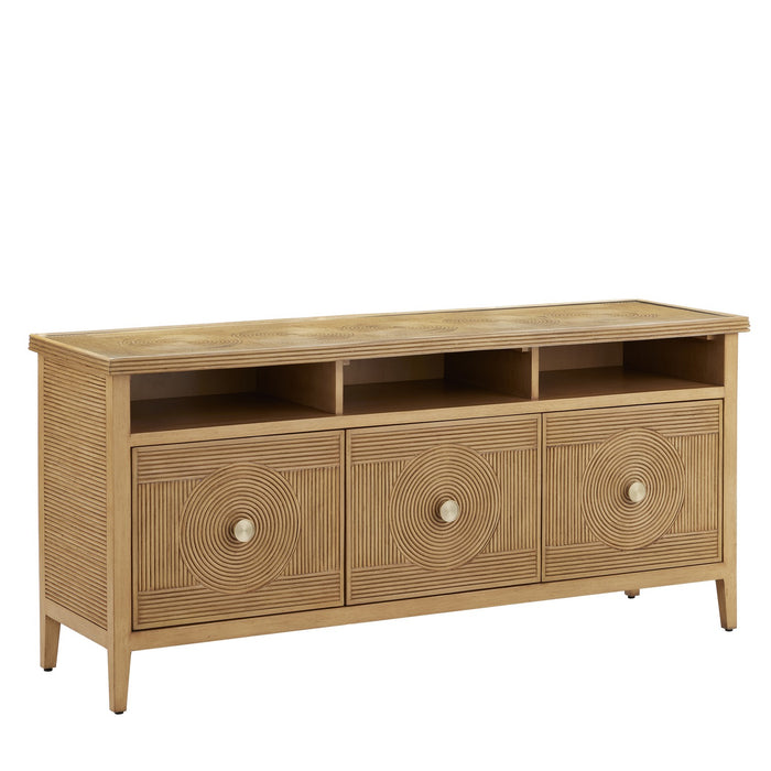 Currey and Company Cabinet from the Santos collection in Sea Sand/Brushed Brass/Clear finish