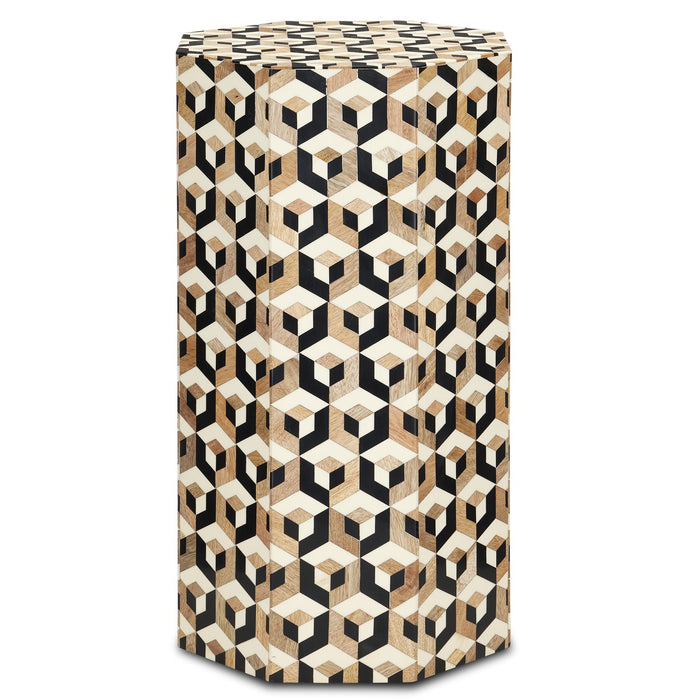 Currey and Company Accent Table from the Geo collection in Natural/White/Black finish