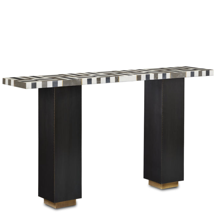 Currey and Company Console Table from the Gentry collection in Natural/Brass finish