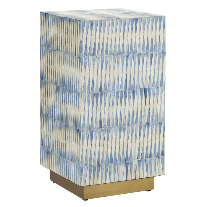 Currey and Company Accent Table from the Nadene collection in Blue/White/Brushed Brass finish