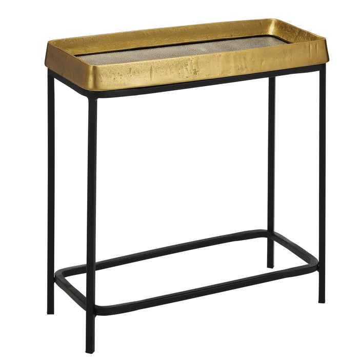 Currey and Company Side Table from the Tanay collection in Antique Brass/Graphite/Black finish