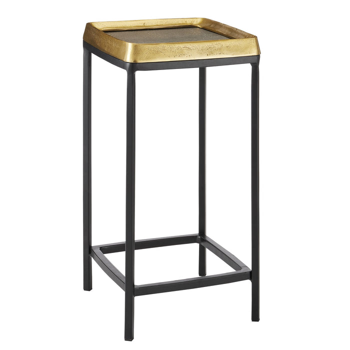 Currey and Company Accent Table from the Tanay collection in Antique Brass/Graphite/Black finish