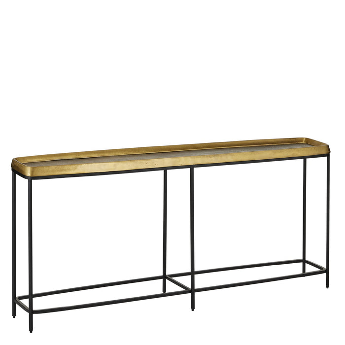 Currey and Company Console Table from the Tanay collection in Antique Brass/Graphite/Black finish