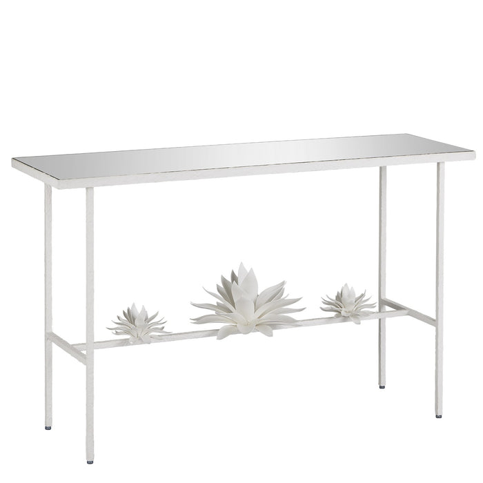 Currey and Company Console Table from the Marjorie Skouras collection in Yeso Blanco/Mirror finish