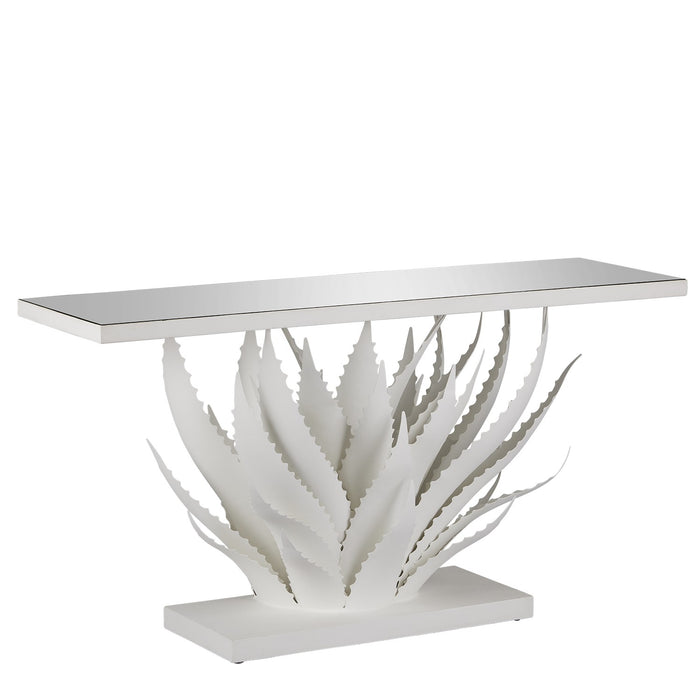Currey and Company Console Table from the Marjorie Skouras collection in Gesso White/Mirror finish