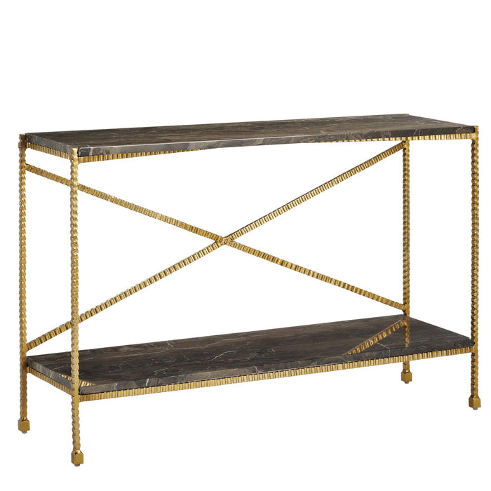 Currey and Company Console Table from the Flying collection in Natural/Gold finish
