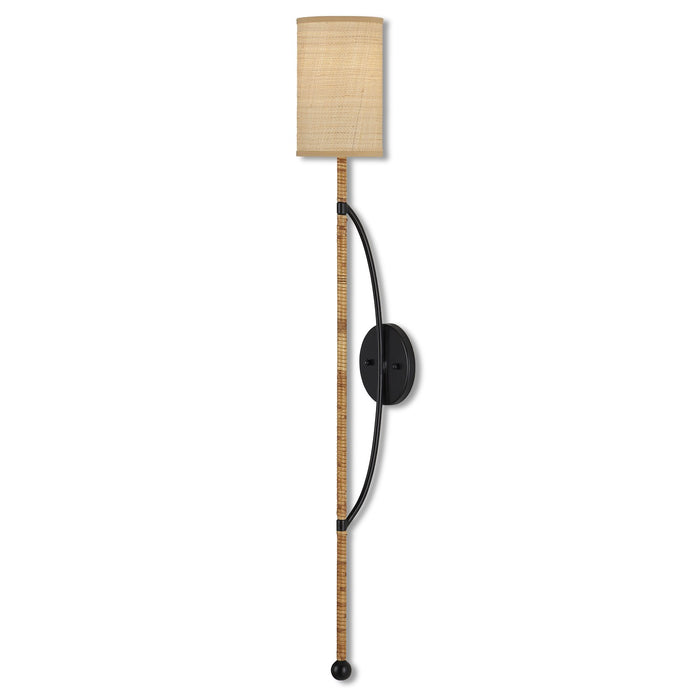 Currey and Company One Light Wall Sconce from the Capriole collection in Natural/Satin Black finish