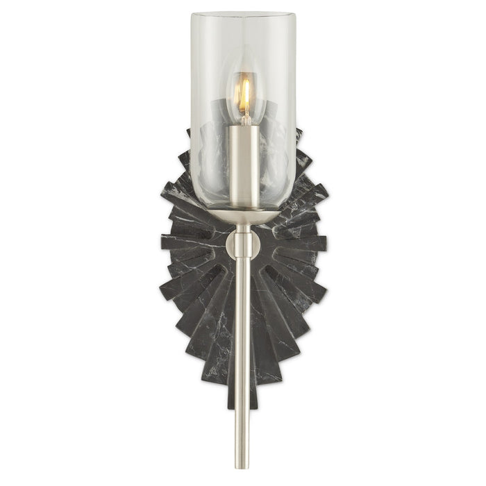Currey and Company One Light Wall Sconce from the Benthos collection in Black/Nickel/Clear finish