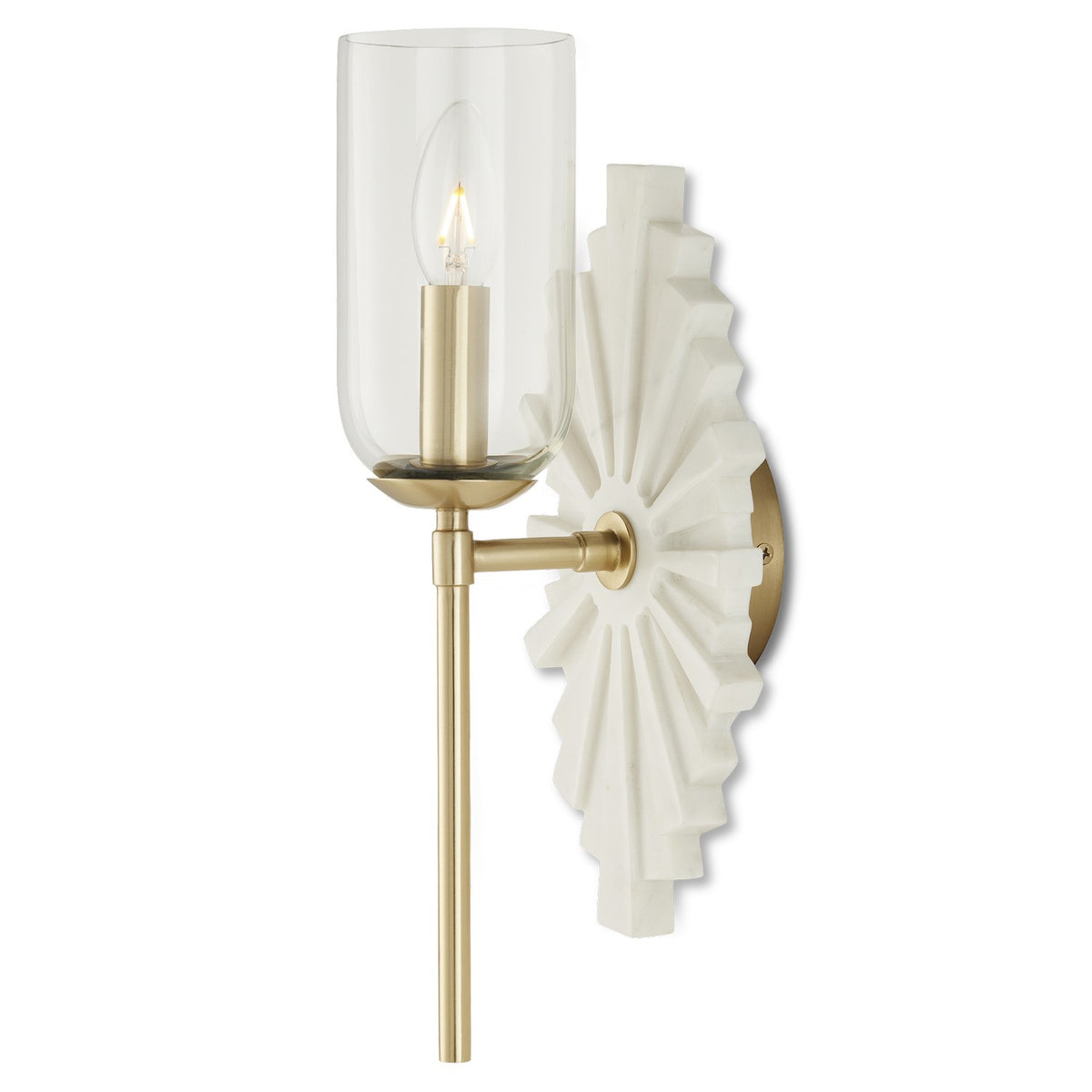 Currey and Company - 5800-0026 - One Light Wall Sconce - Benthos Collection - White/Brass/Clear