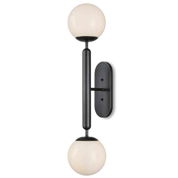 Currey and Company Two Light Wall Sconce from the Barbican collection in Oil Rubbed Bronze/White finish