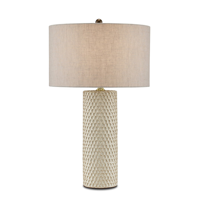 Currey and Company One Light Table Lamp from the Polka Dot collection in Ivory/Brown/Polished Brass finish