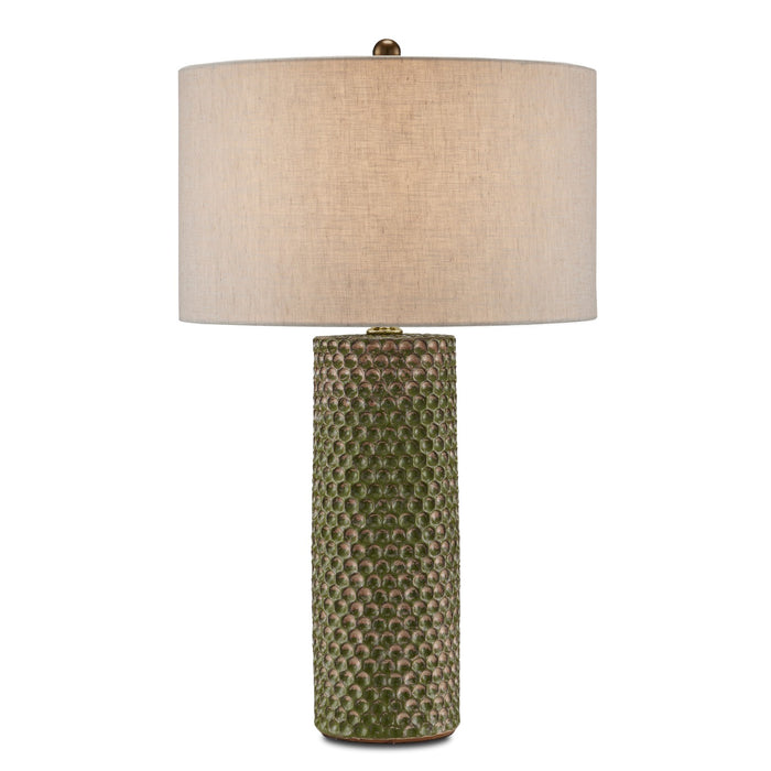 Currey and Company One Light Table Lamp from the Polka Dot collection in Reactive Green/Polished Brass finish