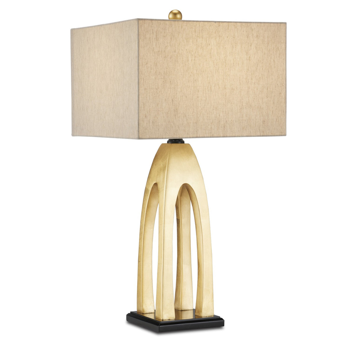 Currey and Company One Light Table Lamp from the Archway collection in Contemporary Gold Leaf/Black finish