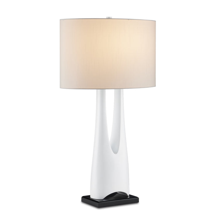 Currey and Company One Light Table Lamp from the La Porta collection in Glossy White/Black finish