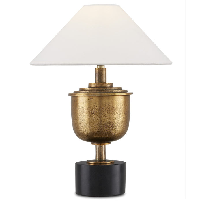 Currey and Company One Light Table Lamp from the Bective collection in Antique Brass/Black finish