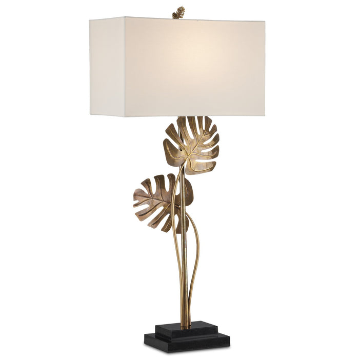 Currey and Company One Light Table Lamp from the Heirloom collection in Antique Brass/Black finish