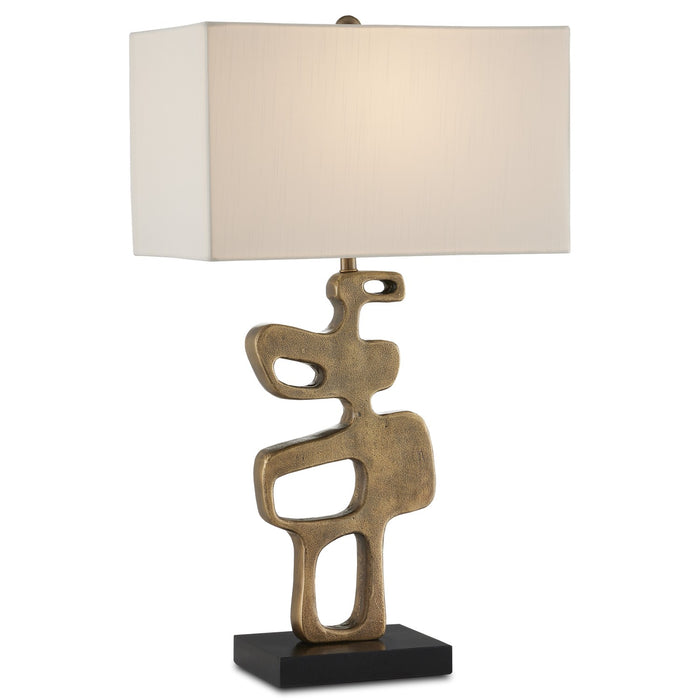 Currey and Company One Light Table Lamp from the Mithra collection in Antique Brass/Black finish