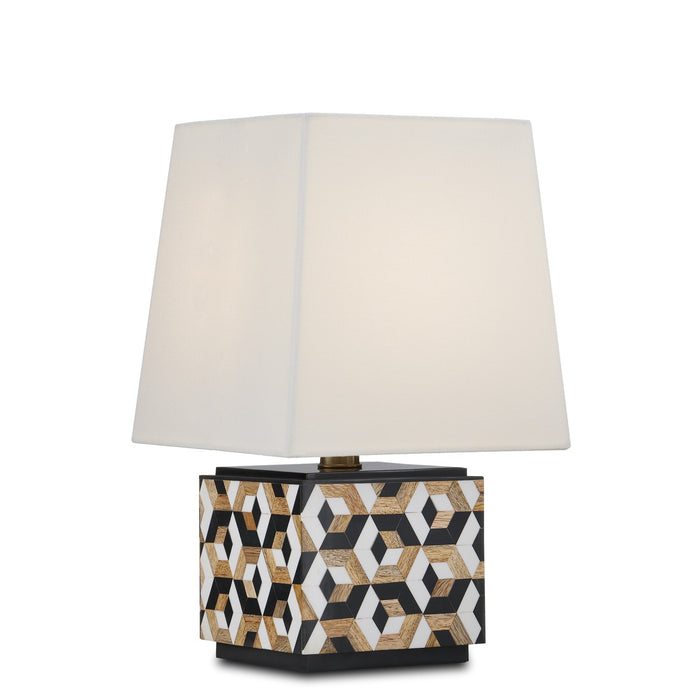 Currey and Company One Light Table Lamp from the Geo collection in Black/White/Natural finish