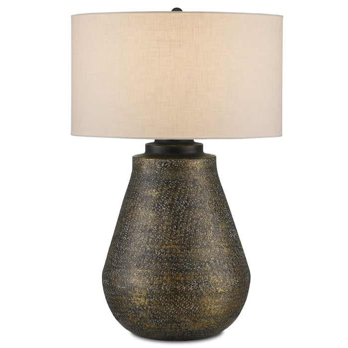 Currey and Company One Light Table Lamp from the Brigadier collection in Antique Brass/Black/Whitewash finish