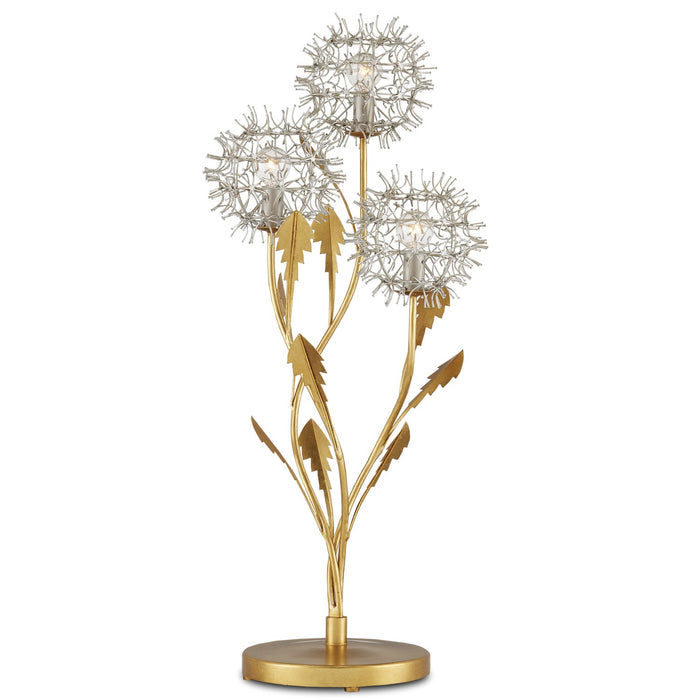 Currey and Company Three Light Table Lamp from the Dandelion collection in Contemporary Silver Leaf/Silver/Contemporary Gold Leaf finish