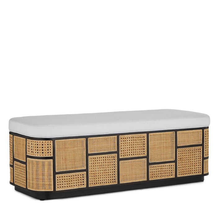 Currey and Company Bench in Caviar Black/Natural finish