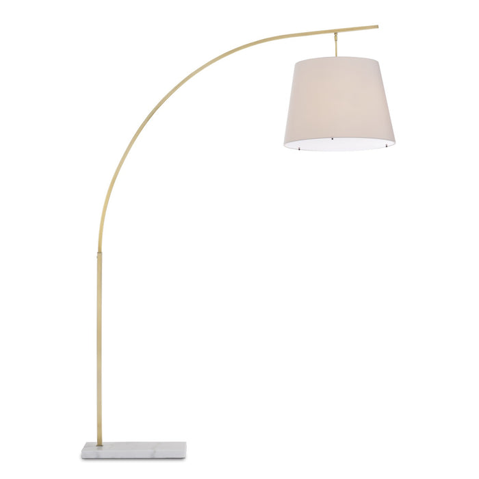 Currey and Company Two Light Floor Lamp from the Cloister collection in Antique Brass/White finish