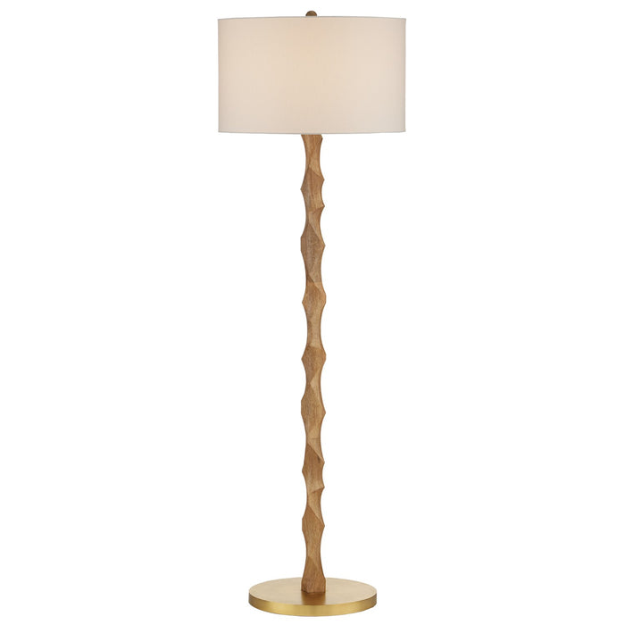 Currey and Company One Light Floor Lamp from the Sunbird collection in Natural/Brass finish