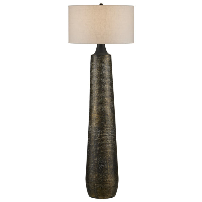 Currey and Company One Light Floor Lamp from the Brigadier collection in Antique Brass/Black/Whitewash finish