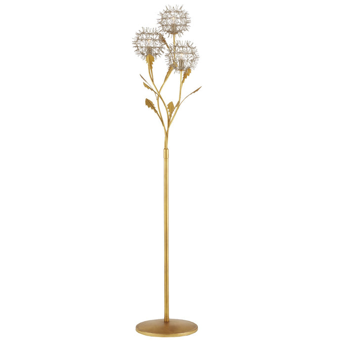Currey and Company Three Light Floor Lamp from the Dandelion collection in Contemporary Silver Leaf/Silver/Contemporary Gold Leaf finish