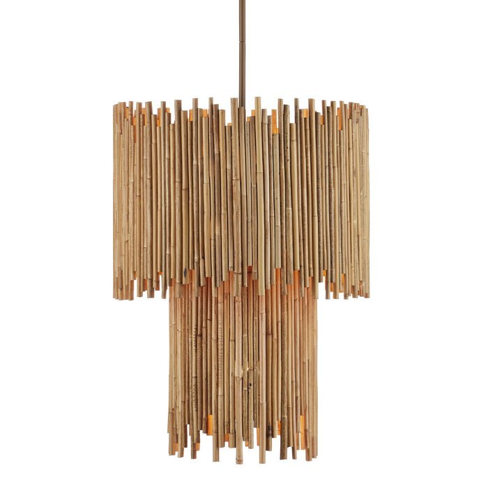 Currey and Company Five Light Pendant from the Teahouse collection in Natural/Khaki finish