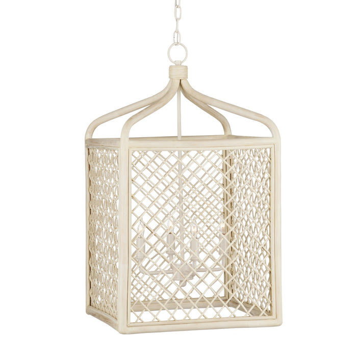 Currey and Company Four Light Lantern from the Wanstead collection in Bleached Natural/Antique Pearl finish