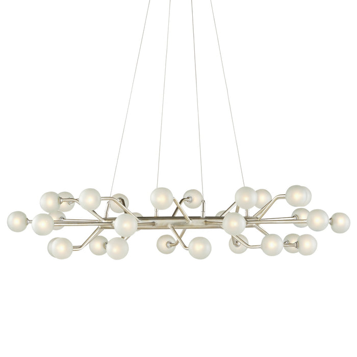Currey and Company 30 Light Chandelier from the Chaldea collection in Contemporary Silver Leaf/Frosted finish