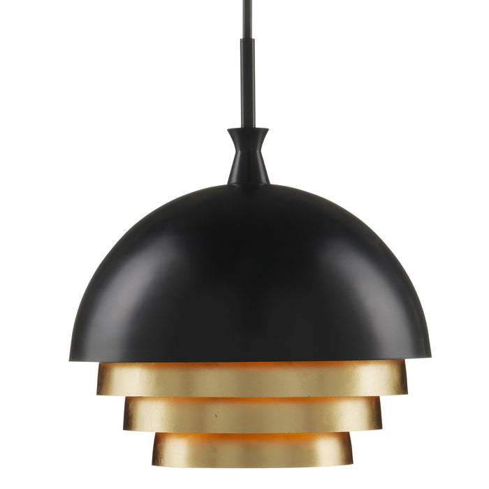Currey and Company Three Light Pendant from the Salviati collection in Black/Gold Leaf finish