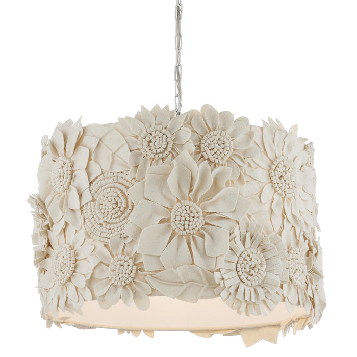 Currey and Company One Light Pendant from the Clotilde collection in Cream/White finish