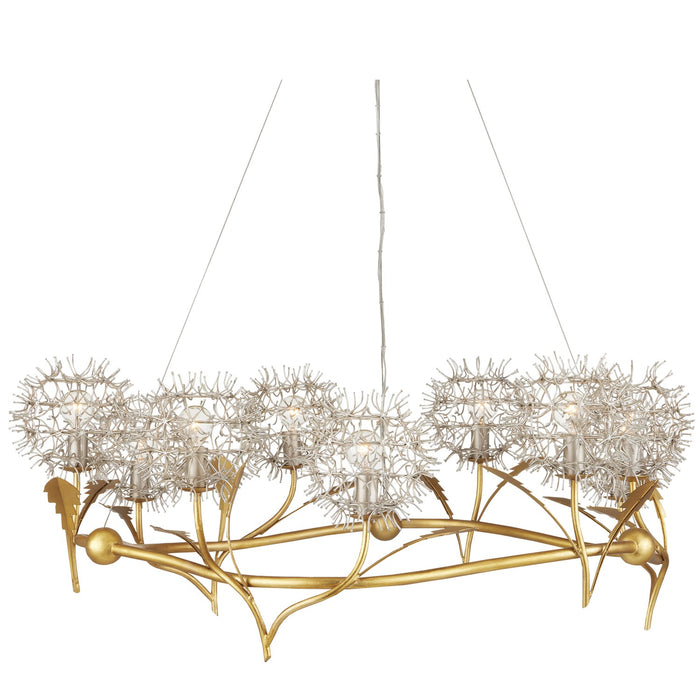 Currey and Company Nine Light Chandelier from the Dandelion collection in Contemporary Silver Leaf/Silver/Contemporary Gold Leaf finish