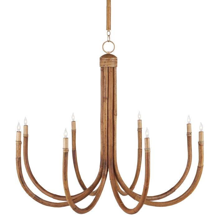 Currey and Company Eight Light Chandelier from the Samsara collection in Natural/Saddle Tan finish
