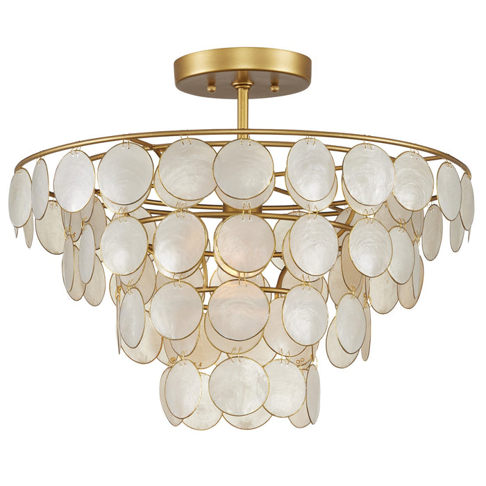 Currey and Company One Light Semi-Flush Mount from the Bon Vivant collection in Natural/Gold finish